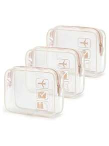 1 件/3 件透明洗漱用品旅行包，旅行携带，机场航空配件合规包，夸脱尺寸女士和男士化妆包，适用于假日海滩、浴室收纳、卧室收纳，大容量