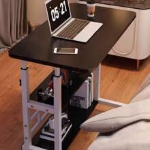 3-Tier Height Adjustable Mobile Small Laptop Table With Rollers Overbed Desk Stand PC Computer Shelf 60cm*40cm - Black - View 2