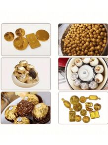 100PCS Gold Aluminum Foil Wrappers, For Chocolate Candy Packaging,DIY Party Wedding Birthday Christmas Accessories, Lollipop Card Decorations