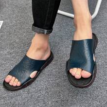 拖鞋 男士 PU 皮革 经典夏季男士凉鞋 柔软黑色户外舒适拖鞋 轻便 EVA 男士拖鞋