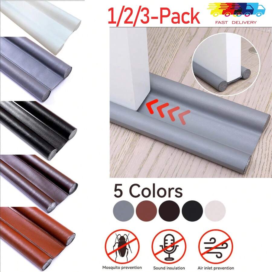 1pc, Door Seam Sealing Strip Soundproof, Windproof, Thermal, Insect-Proof And Dustproof Leather Sealing Strip At The Bottom Of The Door - Black - View 1