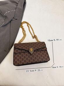 新款时尚女士字母 M 字母印花百搭 PU 小方包，复古法式单肩包/斜挎包