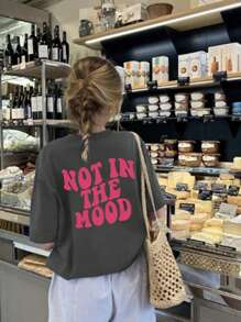 Tween Girl Casual Funny Print Crew Neck Short Sleeve T-Shirt Top, Summer - Dark Grey - View 8