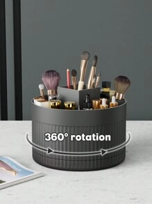 1 pièce Boîte de rangement pour maquillage pivotante de bureau, boîte de rangement pour articles de papeterie, porte-stylo, présentoir à cosmétiques, seau de rangement multifonction pour pinceaux de maquillage, boîte de rangement pour produits de soins de la peau, boîte de rangement en plastique pour pinceaux de maquillage. Décoration de salle de bain d'été pour le rangement des cosmétiques.