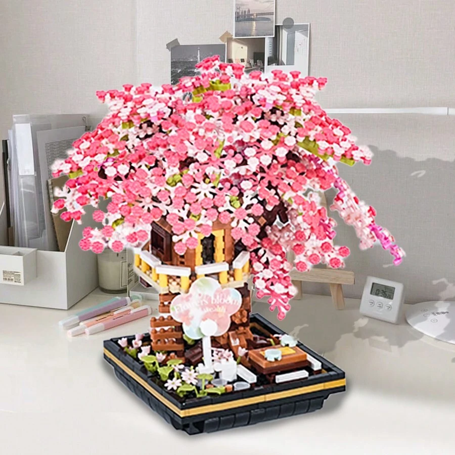 1688PCS Treehouse, Cherry Blossoms, Miniature Building Blocks, Collectible Model Set, Living Room Decoration Building Blocks, Splicing, Christmas, Thanksgiving, Halloween, Birthday Gifts