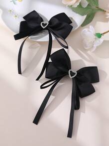 2件/12件女孩蝴蝶结和心形设计发夹套装