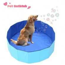 1pc Foldable Pet Bath Tub, Portable Dog Pool,Large Dog Swimming Pool , Hard Plastic Bath Grooming Pool For Pets Dogs And Cats,Blue