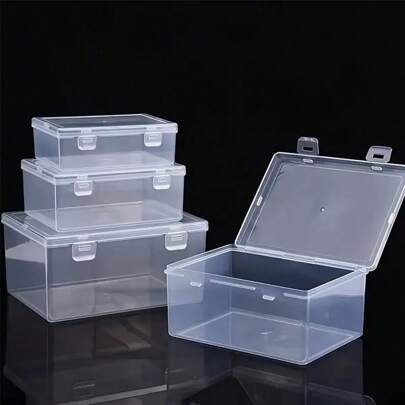 1 pezzo Scatola di stoccaggio quadrata in plastica trasparente con coperchio - Materiale PP durevole e antimuffa, adatta per graffette, pillole ecc. - Perfetta per organizzare la scrivania dell'ufficio, l'ufficio, il bagno, la camera da letto