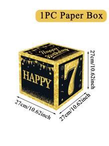 1pc 27cm Numbers 0-9 Black Gold Birthday Box, Numbers 0-9 Black Gold Birthday Box, Happy Birthday Party Room Background Decoration, Black Gold 18th 30th 40th 50th 60th 70th 80th Birthday Gift Box Present Boxes For Birthday Celebrations Supplies, Birthday Photo Props, Birthday Party Gift Favor