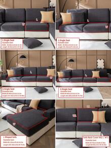 1pc Elastic Thickened Sofa Seat Cushion Cover, Modern Spill-Resistant All Season Slip-Resistant Full Coverage Cushion Protector, Machine Washable, Suitable For Bedroom, Office, Living Room, L-Shaped Sofas 1/2/3/4 Seat - Moon Gray - View 5