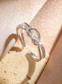 1pc Copper Cubic Zirconia Geometric Simple Adjustable Ring For Men, Valentine's Day Gift - Open Ring - View 10