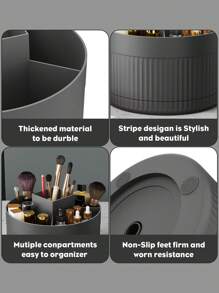 1 pièce Boîte de rangement pour maquillage pivotante de bureau, boîte de rangement pour articles de papeterie, porte-stylo, présentoir à cosmétiques, seau de rangement multifonction pour pinceaux de maquillage, boîte de rangement pour produits de soins de la peau, boîte de rangement en plastique pour pinceaux de maquillage. Décoration de salle de bain d'été pour le rangement des cosmétiques.