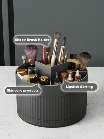 1 stuk roterende make-up opbergdoos voor op het bureau, opbergdoos voor kantoorbenodigdheden, pennenhouder, cosmetica displayrek, multifunctionele opbergdoos voor make-upkwasten, opbergdoos voor huidverzorgingsproducten, opbergdoos voor make-upkwasten van kunststof, badkamerdecoratie voor thuis, zomerse make-up organizer