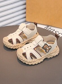 1 Pair Summer New Kids Closed Toe Sandals, Children Soft Bottom Bear Cartoon Sandals, Toddler Anti-Collision Shoes, Caring Companion For Growing Up