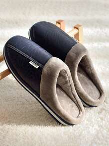 Pantuflas de invierno para hombres, zapatillas de dormitorio de piel sintética cálidas y esponjosas con suela antideslizante y espuma de memoria, pantuflas clásicas suaves y cálidas para hombres, talla talla grande pequeña, azul