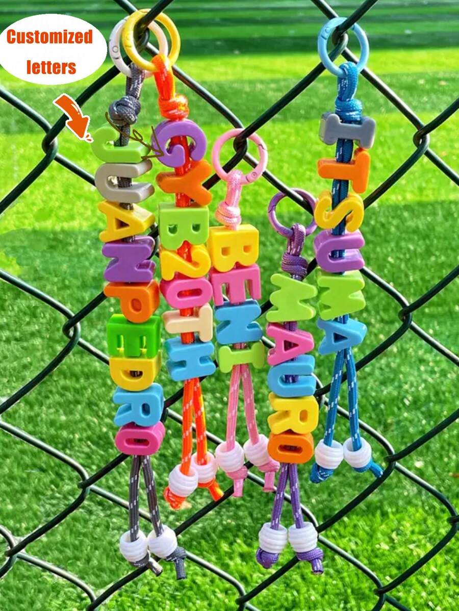 1 件定制彩色亚克力字母钥匙扣，圆环钥匙圈，个性化姓名、字母、文字，情人节、母亲节、周年纪念日的独特定制礼物 - 彩色 - 查看 1