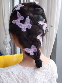 6/12 pièces Pinces à cheveux avec nœud en dentelle, accessoires de cheveux romantiques pour la Saint-Valentin, polyvalents pour l'intérieur/extérieur, convenant pour les concerts, fêtes, mariages, séances photos, ornements de cheveux en forme de papillon