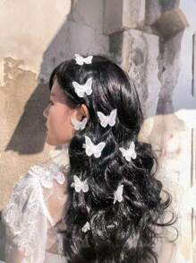 6/12 pièces Pinces à cheveux avec nœud en dentelle, accessoires de cheveux romantiques pour la Saint-Valentin, polyvalents pour l'intérieur/extérieur, convenant pour les concerts, fêtes, mariages, séances photos, ornements de cheveux en forme de papillon