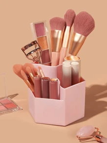 1pc Multifunctional Cosmetic Storage Box For Pencils, Lipstick, Blush Makeup Organizer - Rose Red - View 1