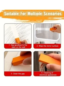 Stainless Steel Scratch Limescale Eraser,Magical Eraser Stainless Steel Stain Limescale Remover, Rubber Rust Cleaning Eraser For Knives & Pans Kitchen, Bathroom, Household (Orange) Perfect For Cleaning And Removing Water Stains And Rust From Appliances And Kitchenware