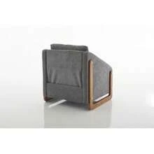 Yabihome Chenille Fabric Modern Upholstered Armchair With Wooden Side Frame , Accent Leisure Chair With Cushioned Seat And Backrest For Living Room, Bedroom