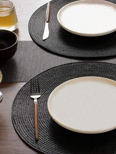 1pc 15-Inch Round Woven PP Placemat, Washable Non-Slip Heat-Resistant Table Mat, Suitable For Home, Outdoor, Holiday, Party, Gift