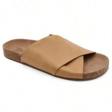 Women's Cork Footbed Slide Comfortable Cross-Strap Flat Casual Sandals - Lạc đà - Xem 2