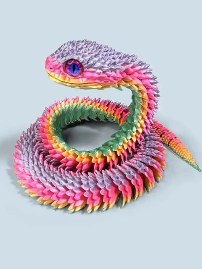 11.81 Inch 3D Printed Python Statue With Flexible Joints - Art Craft Decor, Perfect Gift For Home And Office [Random Eye Color]