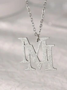 1 szt. spersonalizowany naszyjnik z mrożonej stali nierdzewnej - styl vintage boho z nakładającą się literą "M", złoty, do codziennego stroju, na imprezy i święta, spersonalizowany naszyjnik na prezent walentynkowy