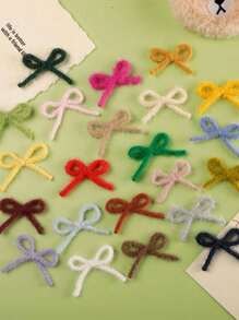 10pcs Assorted Color Fuzzy Bow Decorations (Random Color), DIY Craft Supplies For Socks, Shoes, Hats, Hair Accessories, Home Decor Bows Gifts Birthday Graduation