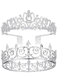 King And Queen Crown Set With Sashes King Crowns For Men Prom Queen Crown Homecoming Crown King Costume For Men Prom Queen Sash For Wedding Birthday Party Halloween Christmas,Christmas - Multicolor - View 15