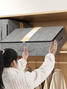 1pc Grey Visible Under Bed Storage Bag, Fully Utilizing The Space Under The Bed, Cabinet Top Storage Bag, Easily Solving Storage Problems, Flat Storage Bag, Drawer Storage Bag, Quilt Storage Bag, Clothing Storage Classification Bag, Easy To Fold, Suitable For Bedroom Storage, Bed Bottom Storage, Room Decoration, Seasonal Clothing Storage, Etc,Basket Storage,Organisers,Room Stuff,Gift Hampers,Korb,Bedroom Organiser,Organiser Basket,Stair Basket,Easter Baskets,Wood Basket,Cute Gift Basket,For Back To School - Grey - View 5