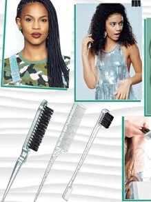 一套散粉尖尾梳和双头边缘控制刷，以及一套散粉蓬松造型发梳。、返校、旅行度假必需品、女士发饰、刷子、发刷、边缘刷、刷头发、发梳、梳头发、顺发刷、球刷、迷你发刷、发刷套装、木梳、发刷梳子、理发、美发工具、美发产品、发饰、刷子、光滑后刷、护发、发刷、刷头发、发梳、理发配件、梳头发、卷发刷、旅行、美发用品、顺发刷、球刷、迷你发刷、发饰、卷发产品、美发设备、配件、圣诞节、理发店、理发配件、发饰、美发、木梳 - 粉色 - 查看 3