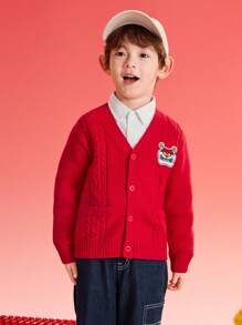 Balabala Chaqueta de punto casual con bordado de dibujos animados para niños, para otoño/invierno