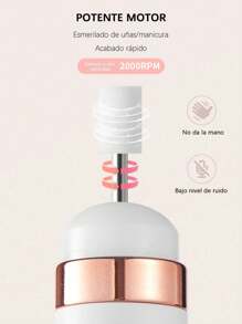 Pulidor Esmeril Uñas Taladro Para Uñas Inalambrico,Nail Polisher,Nail Drill para Uñas Profesional, Torno Electrico para Uñas (Portátil Taladro para Uñas de 3 Velocidades Limador de uñas Electrico) Para Uñas de Acrílico DIY Manicura Pedicura - Blanco - Ver 6