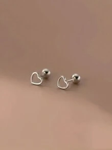 SENLANSP 1 par de aretes tipo earcuff con corazón hueco, aretes de tornillo retorcido para hueso de la oreja