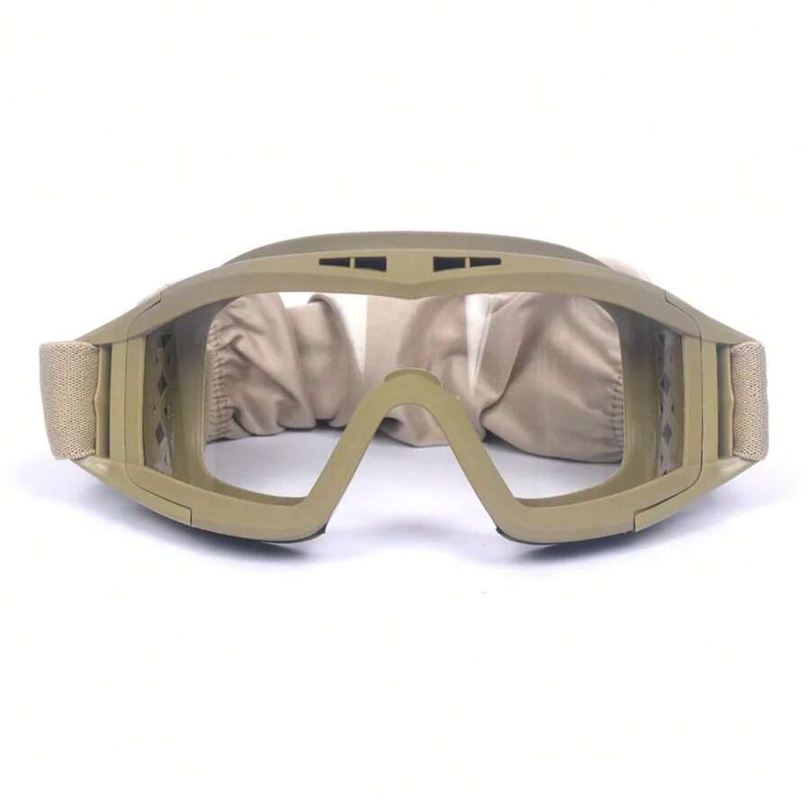 JSJM Airsoft Tactical Goggles 1/3 Lens Windproof Dustproof Shooting Motocross Motorcycle Mountaineering Glasses Safe Protection - 駝色 - 查看 1