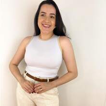 Kit 2 Cropped Top Ribbed Tank Top Women's Striped Basic Summer