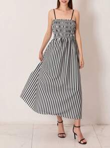Women Slip Sleeveless Dress Summer Vertical Stripe Print A-Line Party Dress For Vacation Cocktail Beach Streetwear - 彩色 - 查看 2
