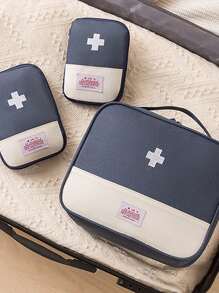 Portable Travel First Aid Kit Bag With Embroidered Cross Patch, Mini Portable Medical Kit First Aid Bag, Suitable For Car Bike Marathon Running Outdoor Camping Hiking Emergency, Medical Emergency Storage Wear Resistant