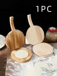 1 pieza Rodillo de masa circular con mango de madera, máquina de hacer pasteles manual multiusos, fácil de usar para envolturas de dim sum, panecillos, pasteles lunares y talla grande