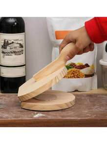 1 pieza Rodillo de masa circular con mango de madera, máquina de hacer pasteles manual multiusos, fácil de usar para envolturas de dim sum, panecillos, pasteles lunares y talla grande