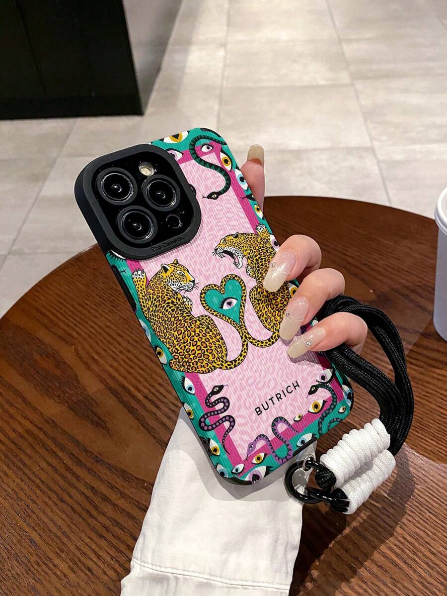 1 pezzo Custodia protettiva per telefono in TPU con perforazioni, motivo a serpente, rosa e teschio, anti-urto, con cordino, compatibile con iPhone X, XR, 11, 12, 13, 14, 12 Pro Max, 13 Pro Max, 14 Pro Max, 15, 15 Pro, 15 Plus, 15 Pro Max, iPhone 16, iPhone 16 Pro, iPhone 16 Pro Max, iPhone 16 Plus, e A04, A12, A13, A14, A24, A32, A50, A33, A34, A52, A54, A71, A73, S20, S20 FE, S22 Ultra - Multicolore - Visualizzare 1