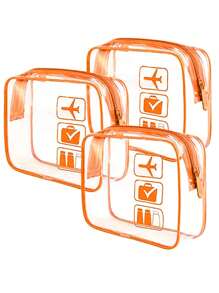 1 件/3 件透明洗漱用品旅行包，旅行携带，机场航空配件合规包，夸脱尺寸女士和男士化妆包，适用于假日海滩、浴室收纳、卧室收纳，大容量