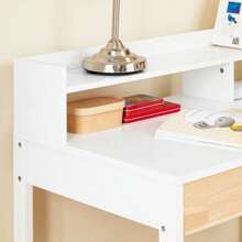 SoBuy Desk With 2 Shelves, Computer Desk, Office Desk, Work Desk For Home Office, Corner Desk, White, Approx. 100x95x59cm (WxHxD), FWT106-W - White - View 6