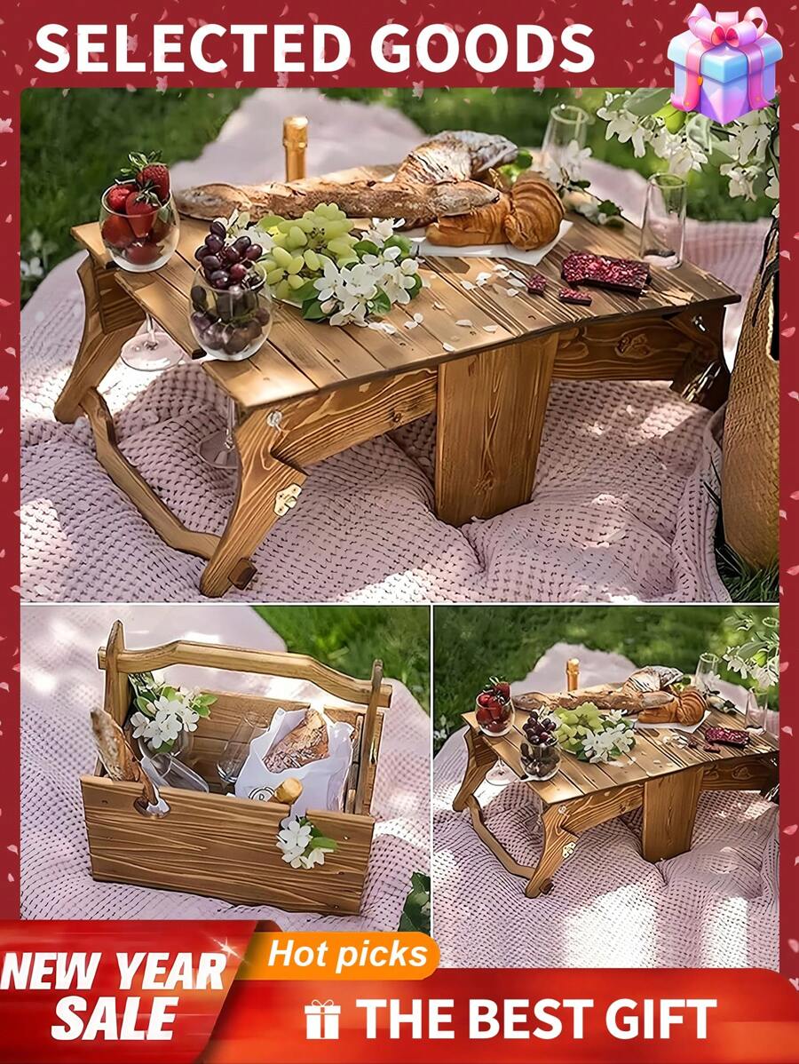 Bàn gấp 2 trong 1, Bàn dã ngoại, Giỏ dã ngoại, Bàn giỏ dã ngoại bằng gỗ, Nâng cấp mới nhất Giỏ dã ngoại dễ lắp đặt có bàn, Khay đựng đồ ăn nhẹ phô mai trái cây ngoài trời, Bàn giỏ dã ngoại gấp ngoài trời bằng gỗ, Thiết bị cắm trại du lịch tự nhiên