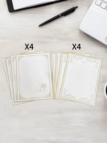 8pcs American Style Thicker Lined Handwriting Paper, Suitable For Learning, Office, Back To School, Festivals, Parties, Birthday Greeting