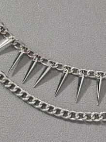 1pc Punk Metal Rivet Geometric Chain Pants Chain, Unisex Fashion Waist Chain Autumn-Winter Accessories Halloween Costume,Suitable For Teens, Youth,Men,Casual, Outdoor, Athletic, Vacation, Graduation Gifts, Birthday, Daily Wear - Pants Chain - View 9