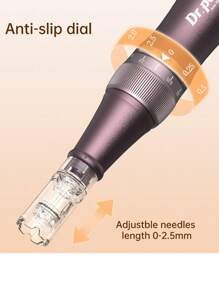 100% 原装微针笔，家用电动皮肤印章，可使面部毛发胡须的产品吸收率提高高达 300%（5 档速度控制），型号 A10 - 中紫紅色 - 查看 4