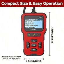 V300 Classic Enhanced Universal OBD Scanner Car Engine Fault Code Reader CAN Diagnostic Scan Tool-Black|Ultra-Large Screen & Ergonomic Design - Red - View 3